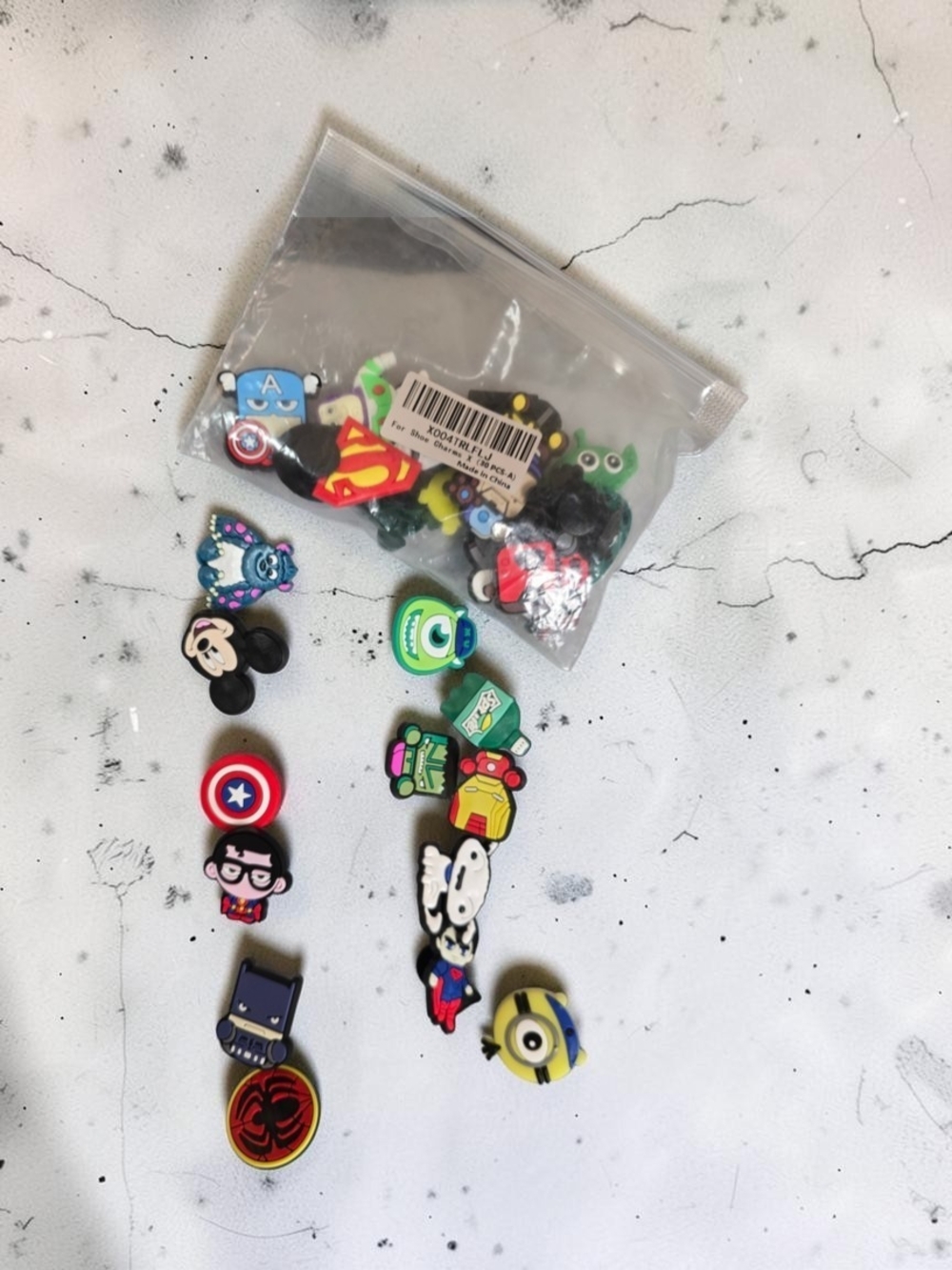 30 Pc Shoe Charms Bundle Mixed Characters Superheroes Cute Cartoon Designs